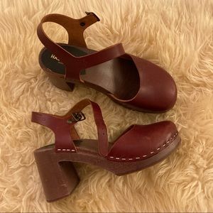 Burgundy Mary Jane Swedish clogs!